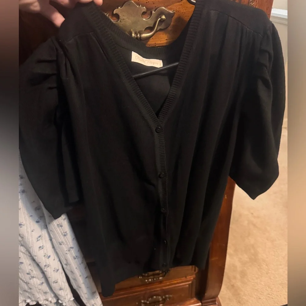 Black Short Sleeve Cardigan - Picture 3 of 6